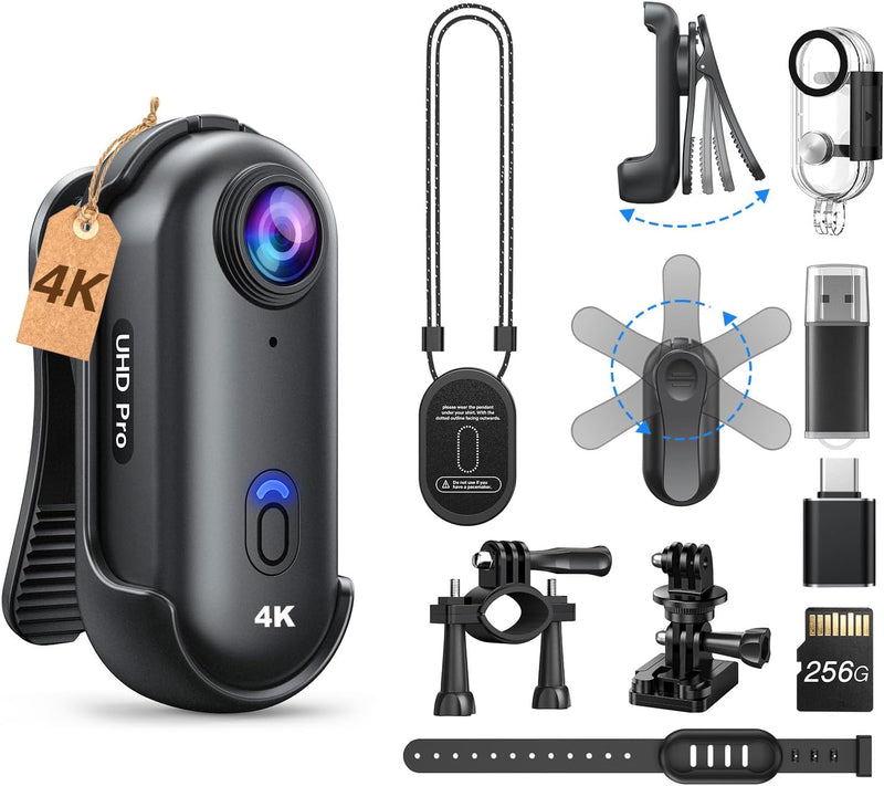 BOBLOV W4 4K Mini-Bodycam – Hände frei für echte Momente | Nur 50 g, 360°-Clip & Magnethalterung