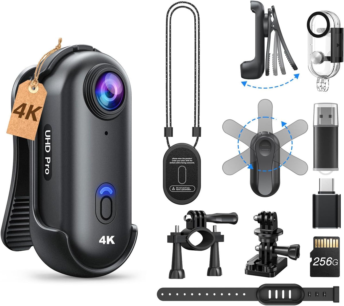 BOBLOV W4 4K Mini-Bodycam – Hände frei für echte Momente | Nur 50 g, 360°-Clip & Magnethalterung