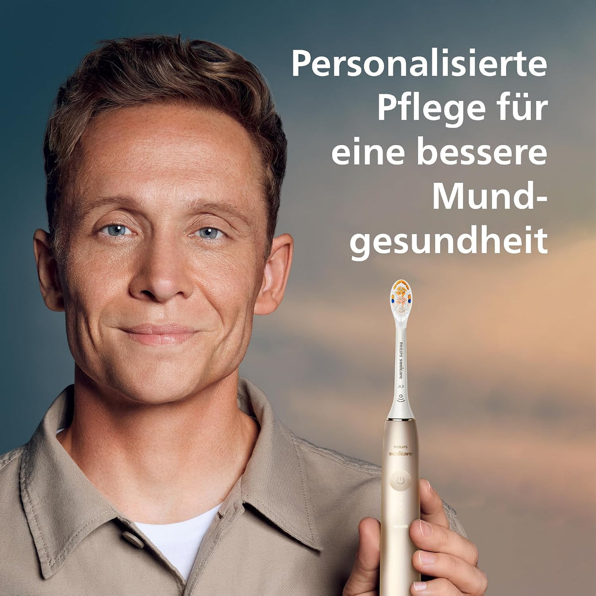 Philips Sonicare DiamondClean Prestige 9900 Electric Toothbrush - Sonic Toothbrush with 1 x A3 Premium All-in-One Brush Head and Charging Case in Champagne (Model HX9992/11)