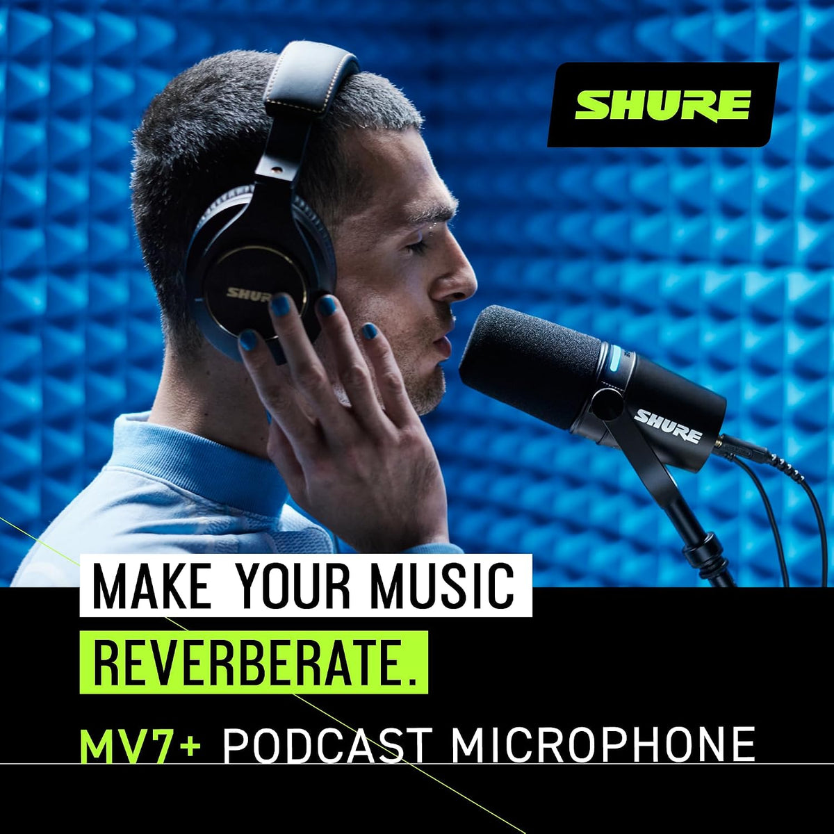 Shure MV7+ Dynamic Podcast Microphone USB-C and XLR - Black