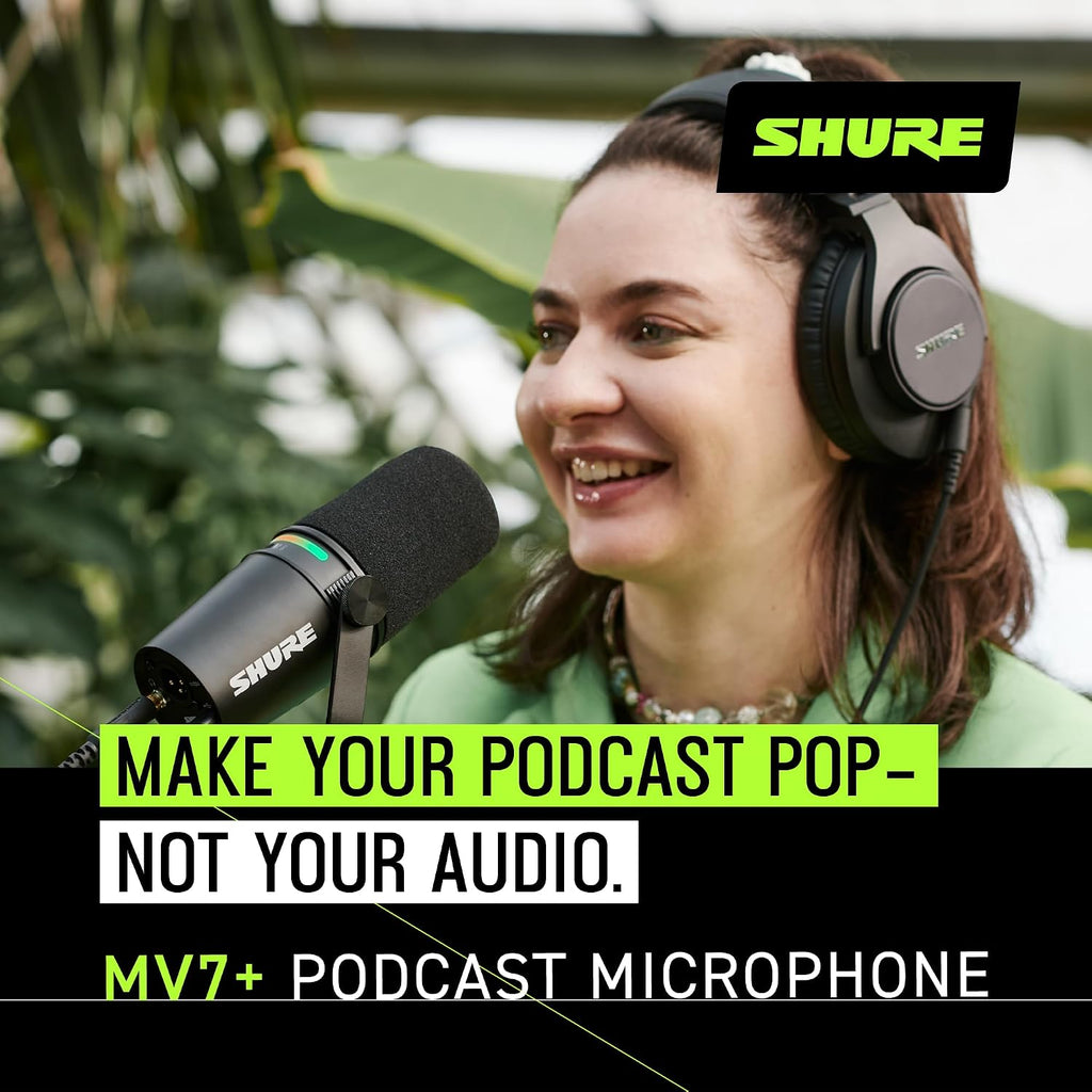 Shure MV7+ Dynamic Podcast Microphone USB-C and XLR - Black