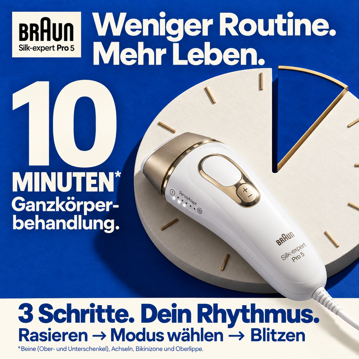 Braun IPL Geräte Haarentfernung Silk·expert Pro 5, PL5262, Weiß/Gold