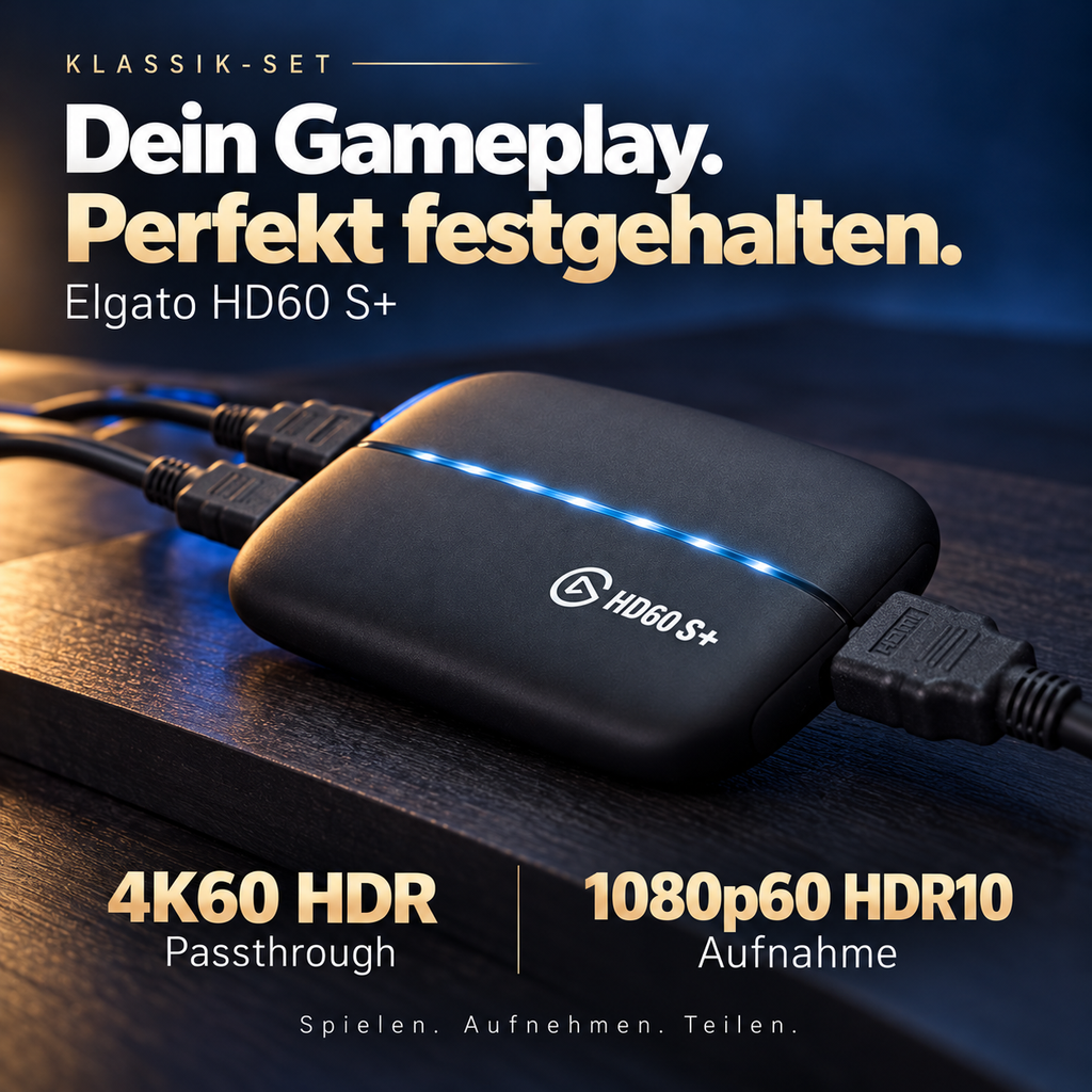 Elgato HD60 S+, externe Aufnahmekarte, Streamen und Aufzeichnen in 1080p60 HDR10 oder 4K60 HDR10 mit extrem niedriger Latenz auf PS5, PS4/Pro, Xbox Series X/S, Xbox One X/S,