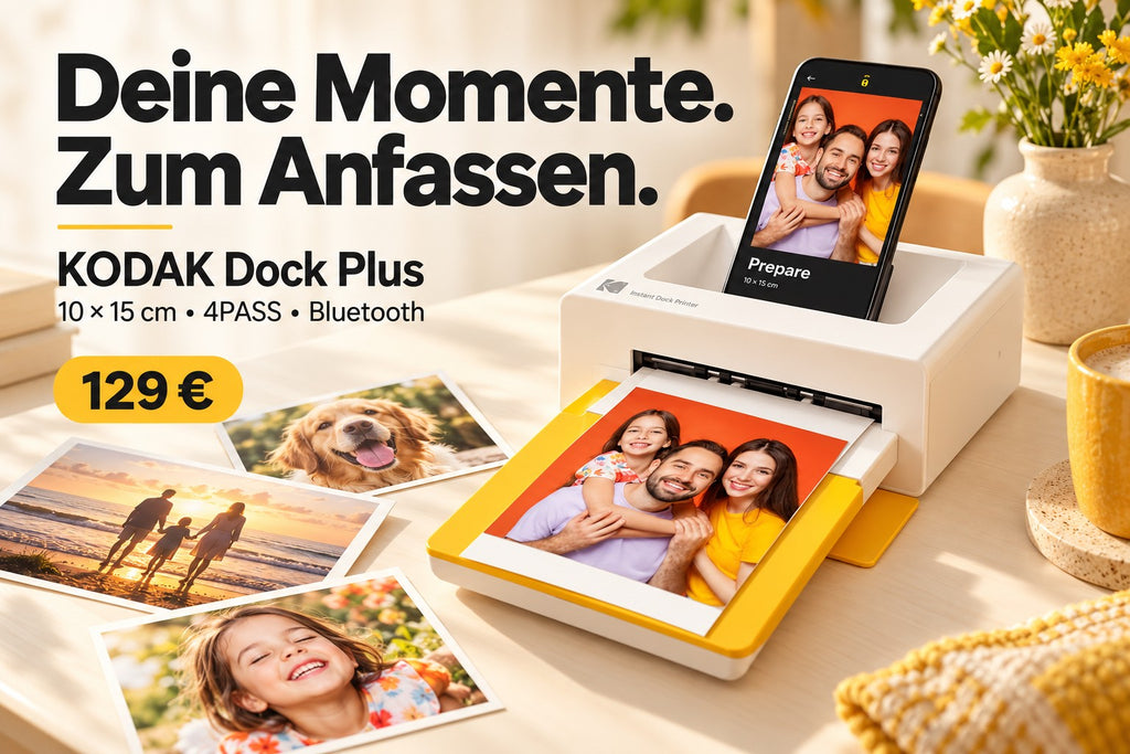 KODAK Dock Plus – 10 × 15 cm Fotodrucker mit Bluetooth & 50 Blatt