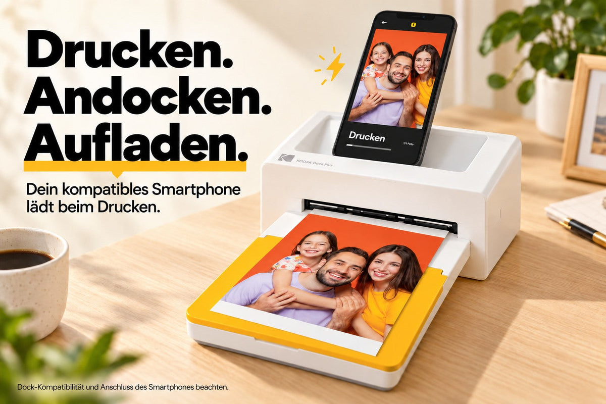 KODAK Dock Plus – 10 × 15 cm Fotodrucker mit Bluetooth & 50 Blatt