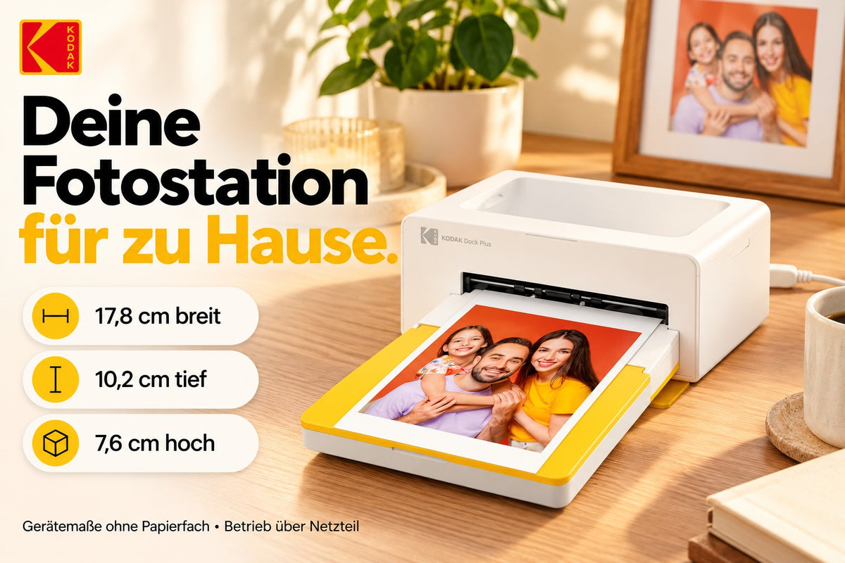 KODAK Dock Plus – 10 × 15 cm Fotodrucker mit Bluetooth & 50 Blatt