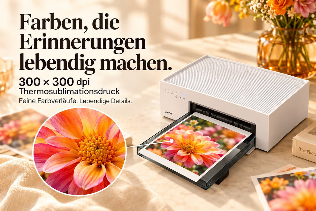 Liene Amber M100 – WLAN-Fotodrucker mit 100 Blatt Fotopapier & 3 Farbbandkassetten