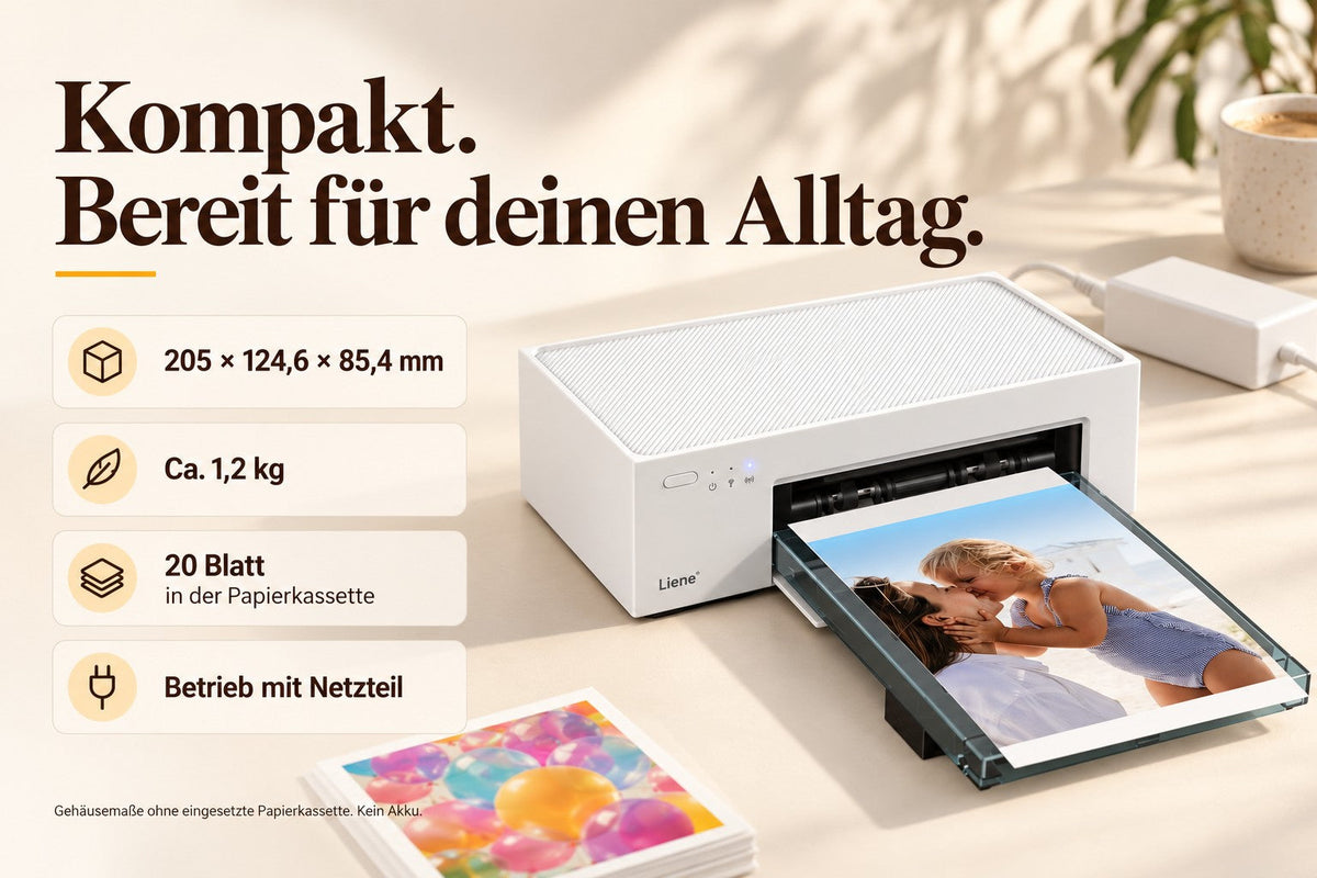 Liene Amber M100 – WLAN-Fotodrucker mit 100 Blatt Fotopapier & 3 Farbbandkassetten